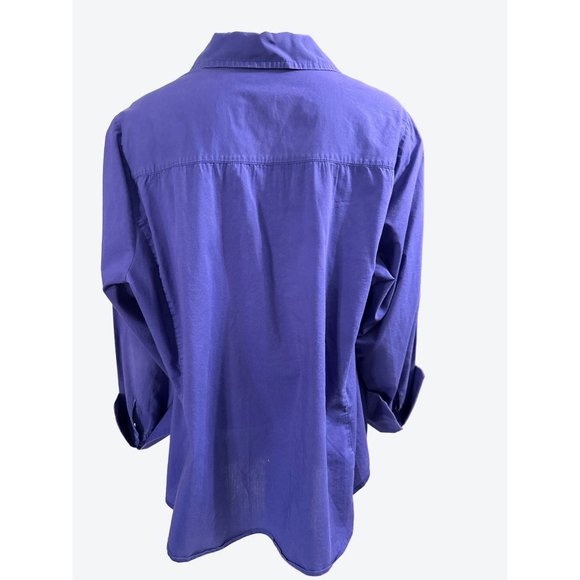 Ann Taylor EST. 1954 Purple Cotton Polyester Spandex Collared Neckline Button Up - Picture 3 of 11